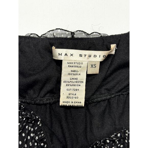 Max Studio Black Polka Dot Cami Babydoll Mini Dress XS 100% silk - Picture 2 of 7